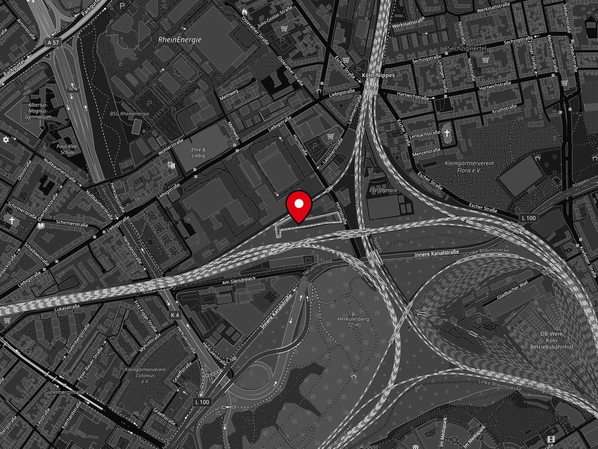 Map of Cologne-Neuehrenfeld with Odonien marked