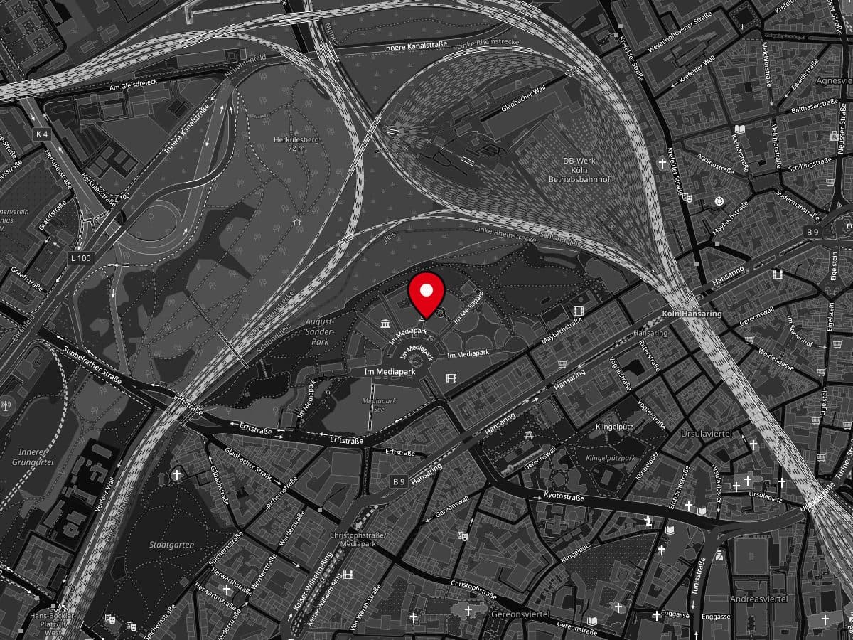 Map of the Mediapark in Cologne with STARTPLATZ marked