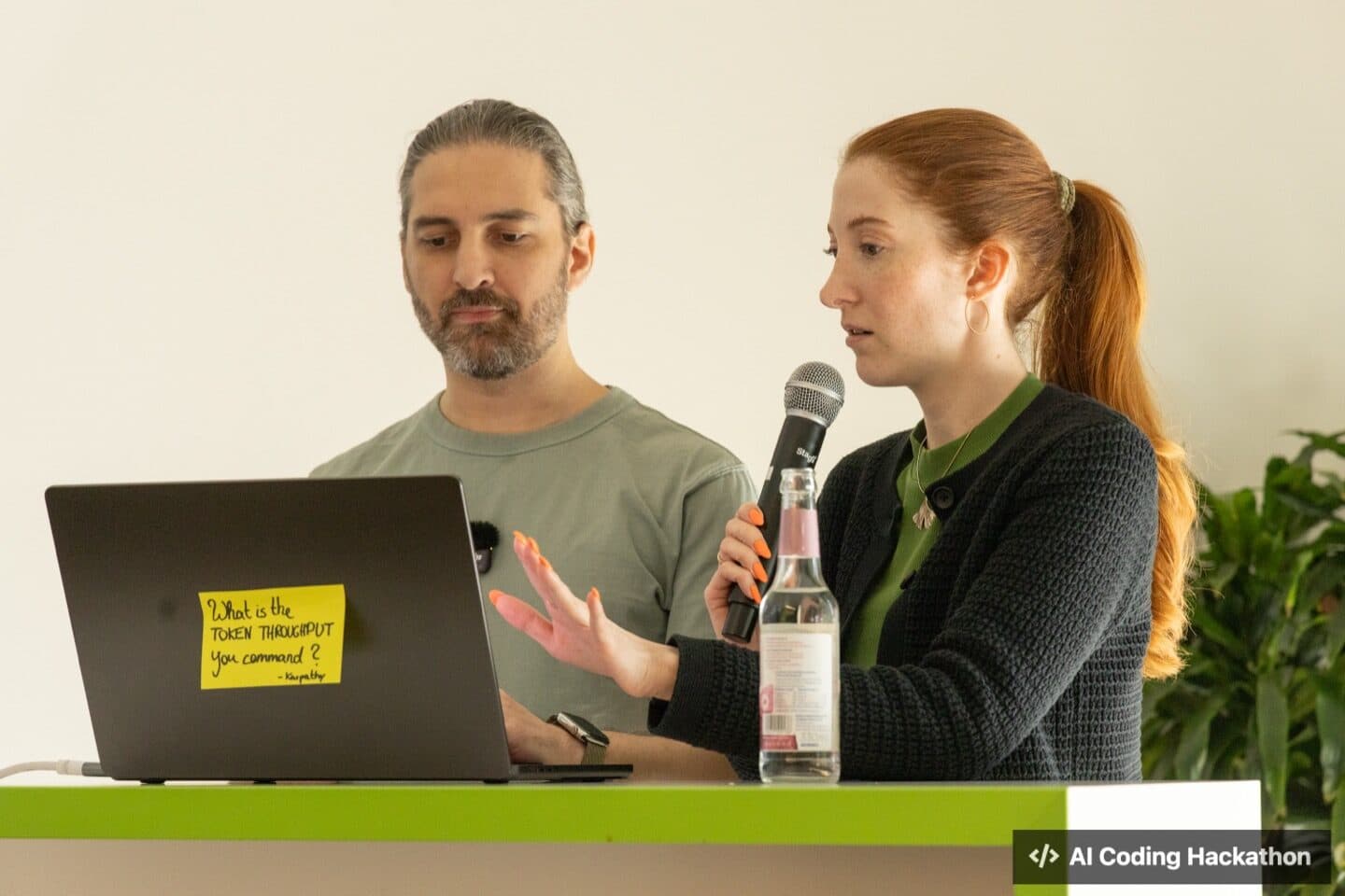 Christina and Ben working together at the Vibe Hackathon Cologne