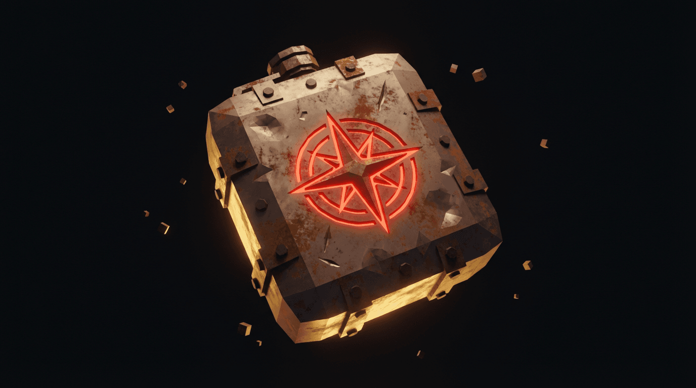 The Salty Flask — a battle-worn metal hip flask with a red neon compass rose etched on the front